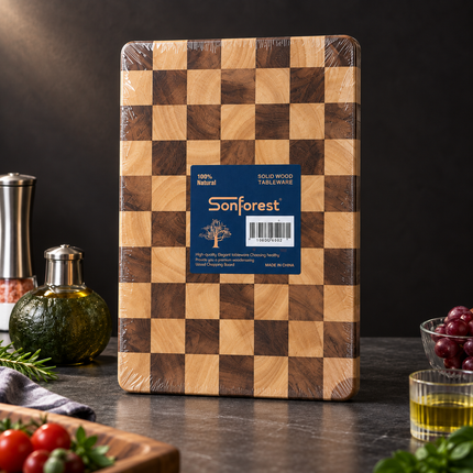 Solid Acacia Wood Chopping Boards Cutting Kitchen Prep Serving Board Checkerboard Collection