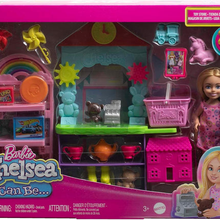 Barbie Chelsea You Can Be Toy Shop Playset – Blonde Doll with 20+ Accessories, Career Role-Play Toy Store Set – HNY59