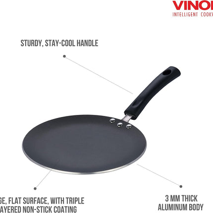 VINOD Non Stick Dosa Tawa 10.5 Inch Aluminium Griddle Pan PFOA Free Tawa Dosa Roti Chapati Pancakes Crepes
