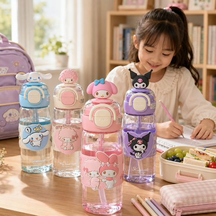 Character Design Dual-Drink Water Bottle with Carry Handle – 630ml & 700ml