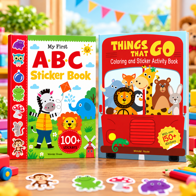 Sticker Activity Books for Kids ABC Alphabet Transport & Travel Learning