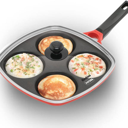 Hawkins 30cm Multi Snack Pan Non Stick Mini Uttapam Pan and Glass Lid
