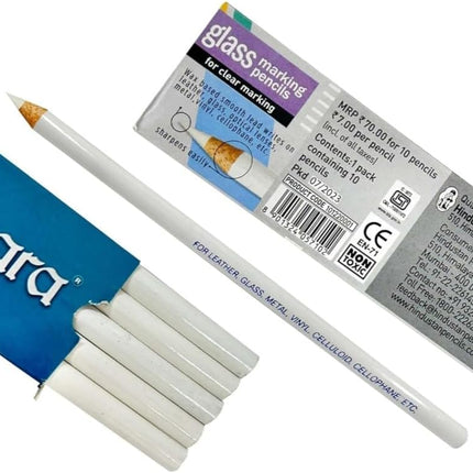 Apsara Glass Marking Pencils, White - Pack of 10