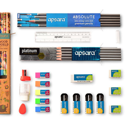 Apsara Writing Kit for Smarter Children, Includes Pencils, Eraser, Sharpener