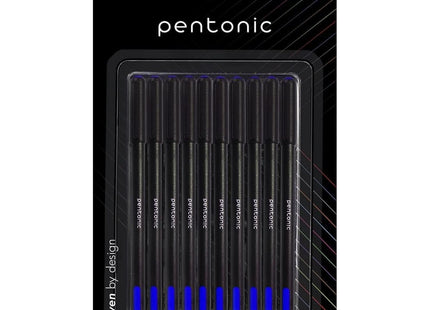 Pentonic Ballpoint & Frost Pens 0.7mm Fine Tip Pack of 10 Black Blue Red Smooth Writing Quick Dry Ink Stationery Set for School Office Home Notes Exams Journaling Everyday Writing