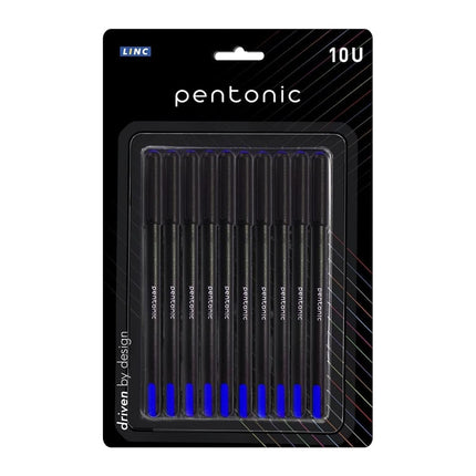 Pentonic Ballpoint & Frost Pens 0.7mm Fine Tip Pack of 10 Black Blue Red Smooth Writing Quick Dry Ink Stationery Set for School Office Home Notes Exams Journaling Everyday Writing