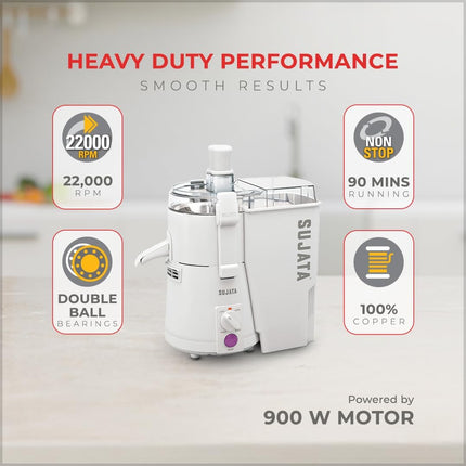 Sujata Powermatic Plus 900W Indian Juicer Mixer Grinder for Grinding Blending and Juice Extraction
