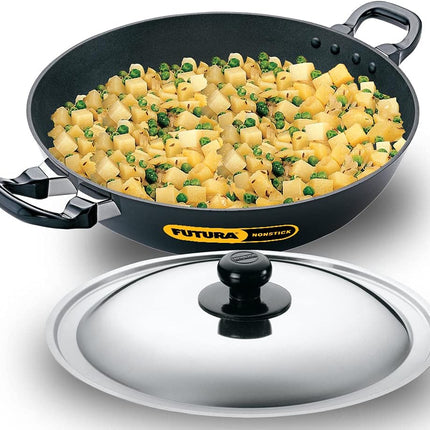 Hawkins Futura Non Stick Deep Fry Pan 2.5L and 4L Hard Anodised Aluminium Pan with Lid
