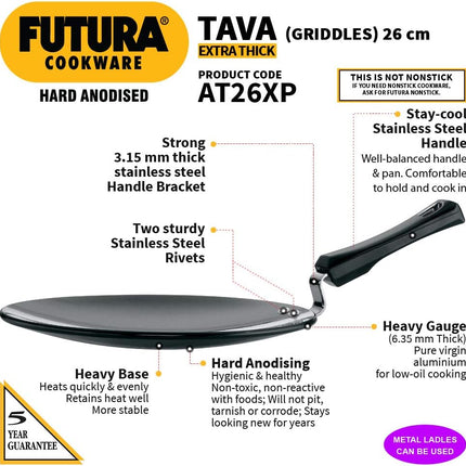 Futura Hawkins Hard Anodised Concave Tawa Roti Chapati Paratha Egg Meat PAN