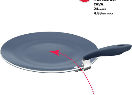 Hawkins Ceramic Nonstick 24 cm Induction Tava, Granite Paratha Tawa, Gray