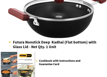 Hawkins Futura 2.5 Litre Non Stick Deep Kadhai with Glass Lid