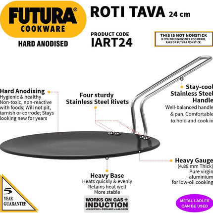 Hawkins Futura Hard Anodised Roti Tava 24cm Aluminium Griddle for Roti Chapati Paratha