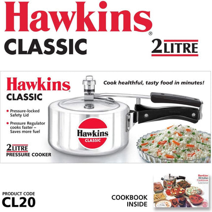 Hawkins Classic Aluminium Pressure Cooker 1.5L to 10L Silver Cooker with Pressure Regulator