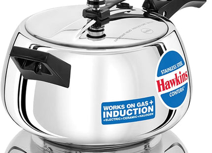 Hawkins Contura Pressure Cooker, Stainless Steel Cooker, Handi Cooker, Induction Cooker, Silver