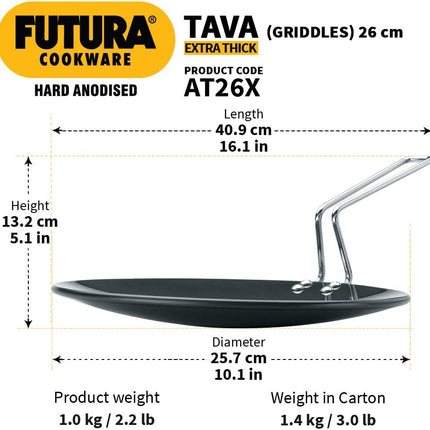 Futura Hawkins Hard Anodised Concave Tawa Roti Chapati Paratha Egg Meat PAN