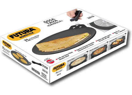 Hawkins Futura 30 cm Non Stick Induction Dosa Tava, Black Aluminium Tawa