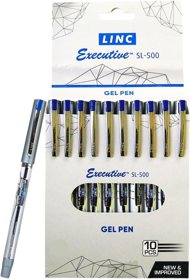 Linc Executive SL-500 & Shine Sparkle Gel Pens Pack of 10 Fine Point Assorted Colours