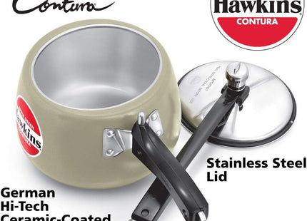 Hawkins Contura 3L 5L Ceramic Coated Pressure Cooker, Inner Lid Handi Cooker, Color Variants(Apple Green,Mustard Yellow,Tomato Red)