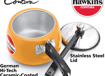 Hawkins Contura 3L 5L Ceramic Coated Pressure Cooker, Inner Lid Handi Cooker, Color Variants(Apple Green,Mustard Yellow,Tomato Red)