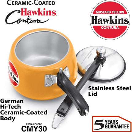 Hawkins Contura Ceramic Pressure Cooker 3L 5L Inner Lid Cooker Apple Green Yellow Red