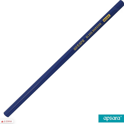 APSARA Glass Marking Pencils, BLUE, Pack of 10, Wax Based Smooth Lead, Ideal for Glass Leather Metal Vinyl Optical Lenses Marking, iZOFAX Black Ball Pen
