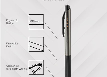 Zatahovací gelová pera Pentonic GR-T, 10 ks, černý inkoust, 0,7 mm jemný hrot, hladké psaní pro deník, poznámky, kancelář a školu (1002363)