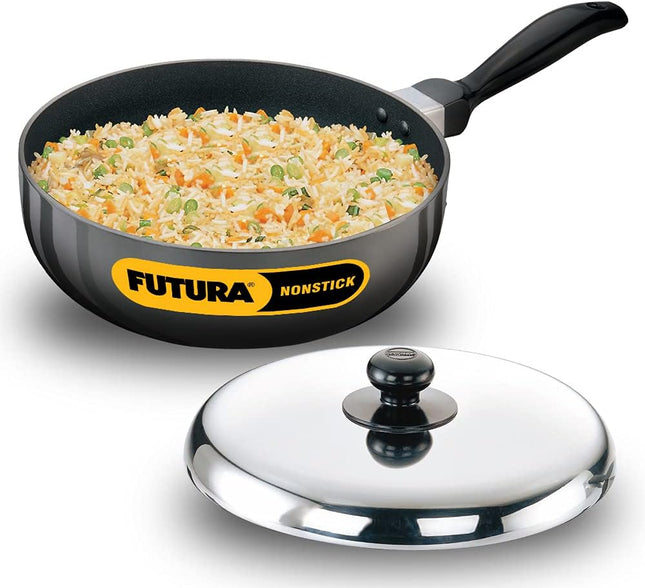 Hawkins Futura Non Stick Frying Pan with Lid, Hard Anodised Aluminium All Purpose Pan (2.5L & 3L)