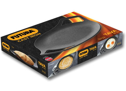Hawkins Futura 24 cm Cast Iron Tawa, Pre-Seasoned Roti Tava, Black