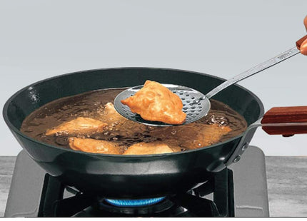 Hawkins Futura Hard Anodised Deep-Fry Pan (Kadhai), Long Handle, with Stainless Steel Lid, Black