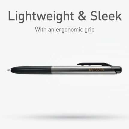 Pentonic GR-T Retractable Gel Pens, 10 Count, Black Ink, 0.7 mm Fine Point, Smooth Writing For Journaling, Note Taking, Office & School (1002363)