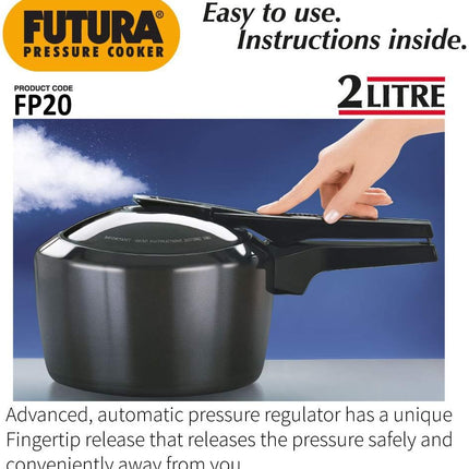 Futura by Hawkins Hard Anodized Pressure Cooker 2L to 9L Black Cooker for Everyday Cooking