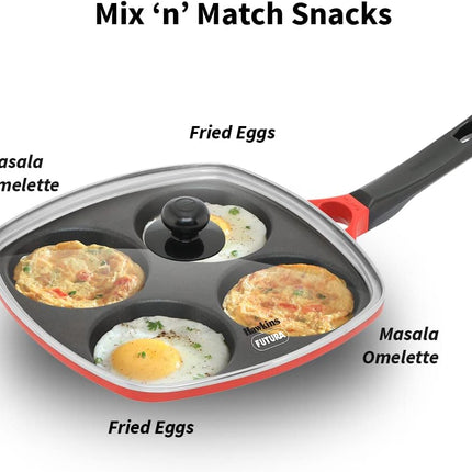 Hawkins 30cm Multi Snack Pan Non Stick Mini Uttapam Pan and Glass Lid