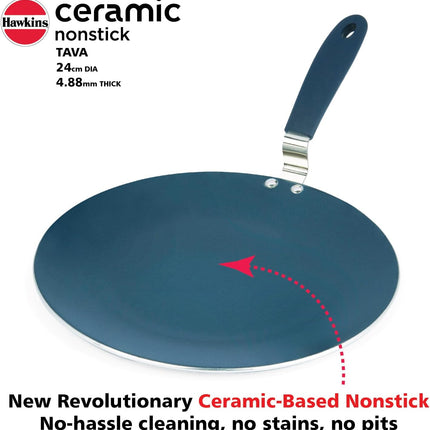 Hawkins Ceramic Non Stick Tava 24cm Induction Griddle with German Ceramic Coating