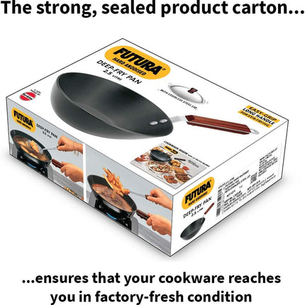 Hawkins Futura 2.5L Hard Anodised Deep Fry Pan Kadai with Stainless Steel Lid
