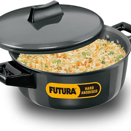 Hawkins Futura Hard Anodised Cook-n-Serve Bowl + Lid – 2L, 3L, 4L, 6L Casserole Pot