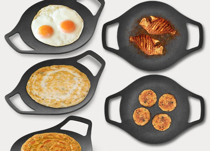 Hawkins Futura 24 cm Cast Iron Tawa, Pre-Seasoned Roti Tava, Black