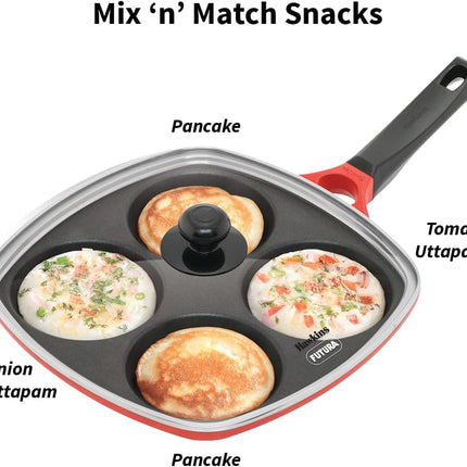 Hawkins 30cm Multi Snack Pan Non Stick Mini Uttapam Pan and Glass Lid