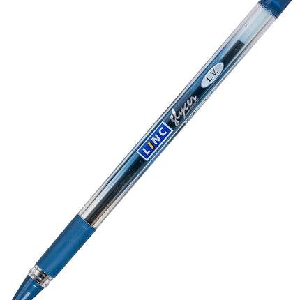 Linc Glycer Smooth Ball Pen Card Pack | 0.6 mm Nickel Silver Tip | Comfortable Elastomeric Rubber Grip | Fast flowing Ink Technology For Smudge-free writing | Blue, Set of 10