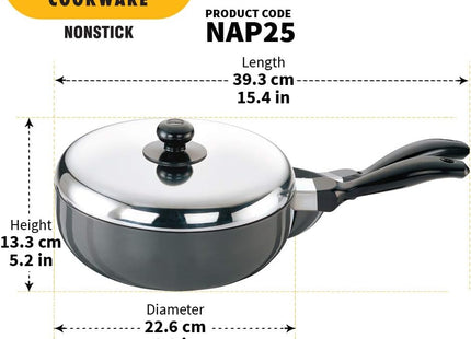 Hawkins Futura Non Stick Frying Pan with Lid, Hard Anodised Aluminium All Purpose Pan (2.5L & 3L)