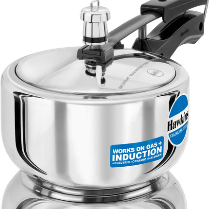 Hawkins Stainless Steel Pressure Cooker 2L to 8L Induction Gas Electric Compatible Cooker