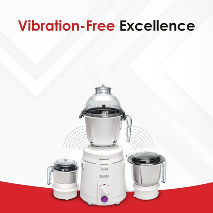 Sujata Powermatic Plus Mixer Grinder | 900 Watts Powerful Motor | 3 Jars (Liquidizing, Grinding, Chutney) | Heavy Duty Mixer | Fast & Efficient Grinding