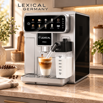 Lexical Germany Automatic Coffee Machine 1300W, 15-Bar, Built-In Grinder & Milk Frother