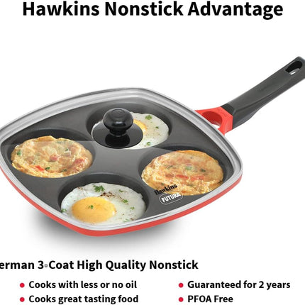 Hawkins 30cm Multi Snack Pan Non Stick Mini Uttapam Pan and Glass Lid