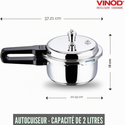 VINOD Stainless Steel Outer Lid Pressure Cooker Induction Gas Compatible Cooker 2L 3L 5L 7L 10L