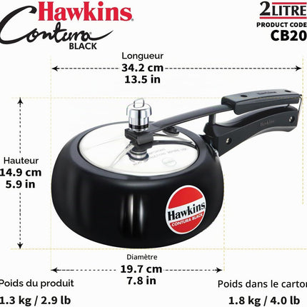 Hawkins Contura Hard Anodized Pressure Cooker 1.5L to 6.5L Curved Body Energy Efficient Cooker