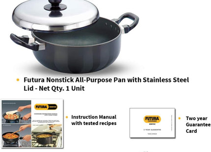 Hawkins Futura Non Stick Frying Pan with Lid, Hard Anodised Aluminium All Purpose Pan (2.5L & 3L)