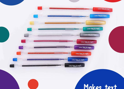 Cello Ball pen Pack of 10 (Geltech Fun Glitter Gel)