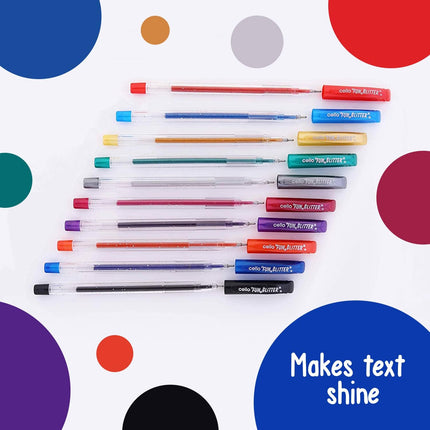 Cello Ball pen Pack of 10 (Geltech Fun Glitter Gel)