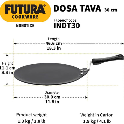 Hawkins Futura Hard Anodised Non Stick Dosa Tava 30cm Large Griddle for Dosa Uttapam