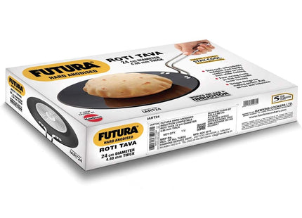 Hawkins Futura 24 cm Hard Anodised Tava, Induction & Gas Compatible Tawa, Black